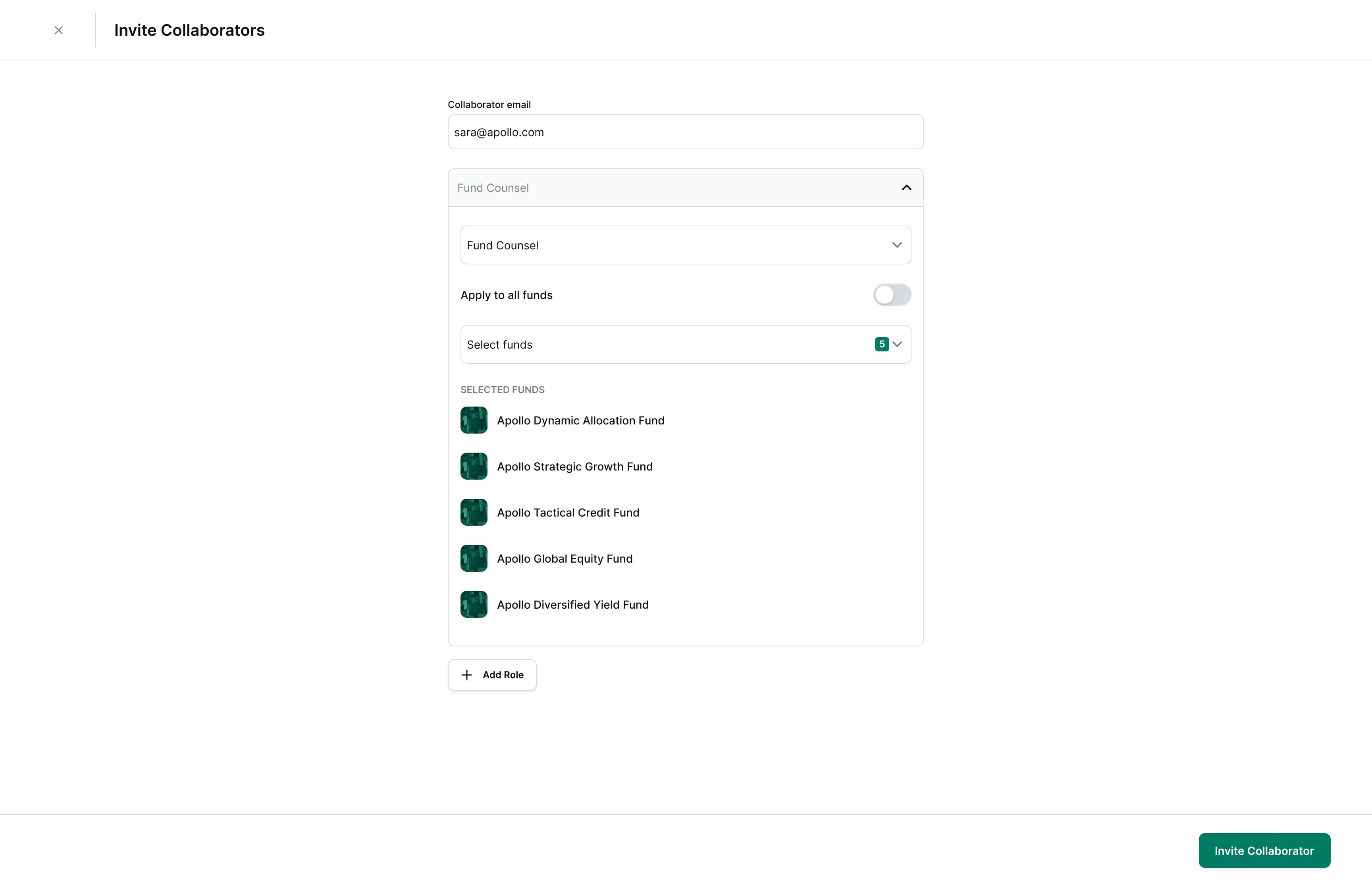 Fund selector showing easy switch between All funds and Selected funds