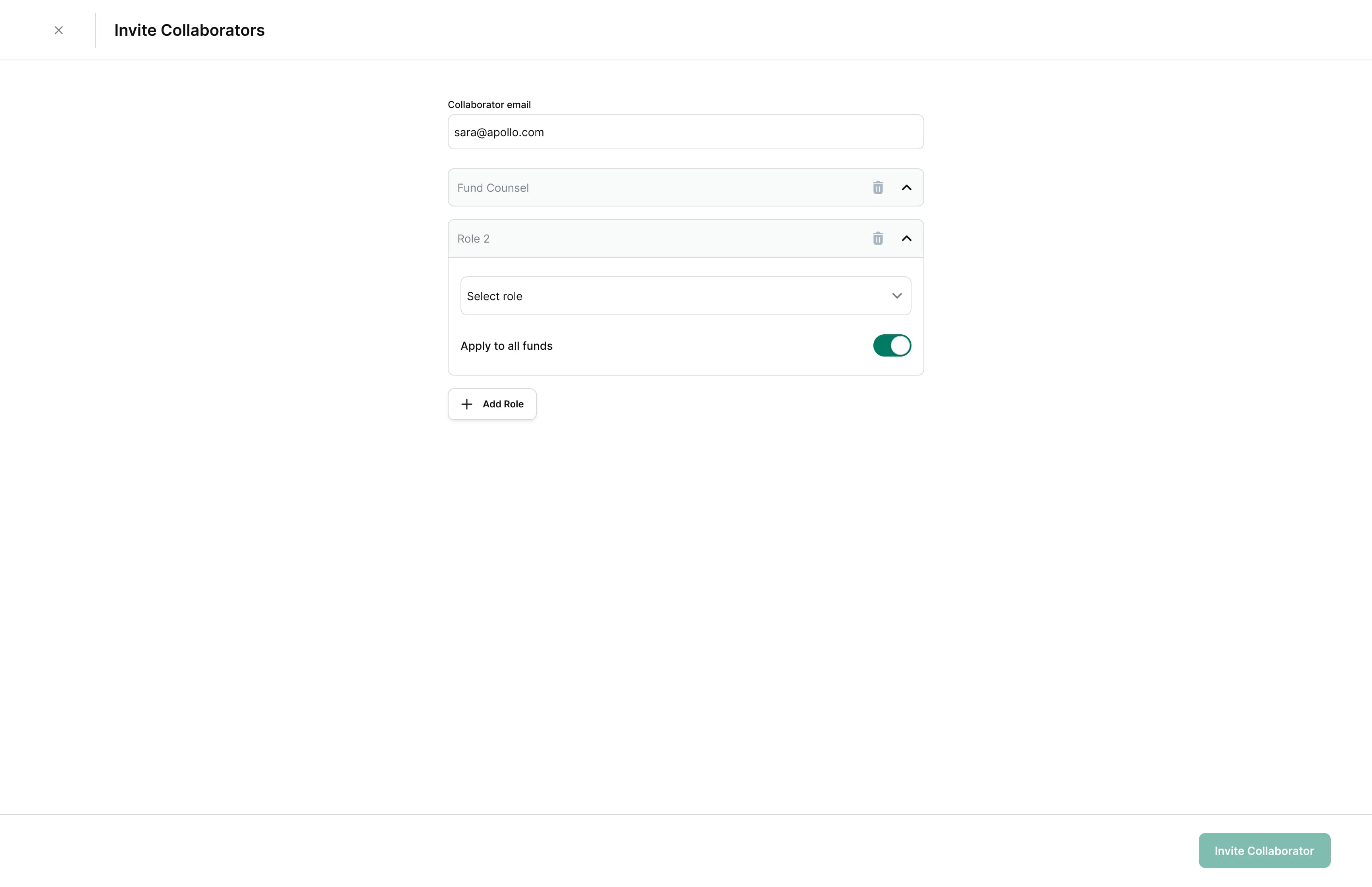 Role card showing minimized state with essentials only